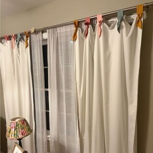 Pillowfort Cream Curtains with Colorful Ties